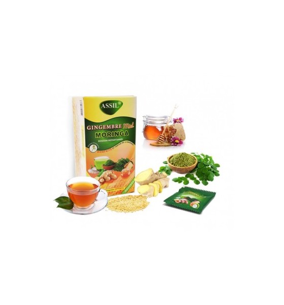 Thé Naturel Au Gingembre, Miel Et Moringa